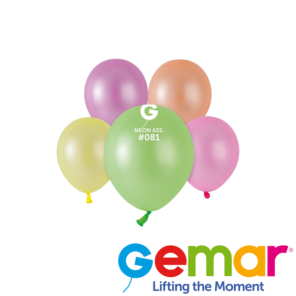 NEW Gemar 5" Neon Assortment Latex Balloons 50pk