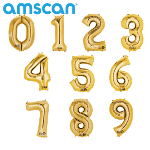 Gold 16" Minishape Foil Number Balloons