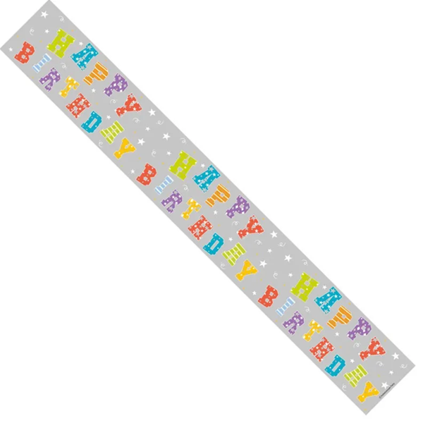 Stars And Dots Happy Birthday Holographic Foil Banner
