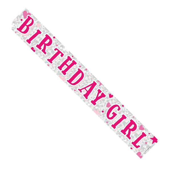 Pink Birthday Girl Foil Banner 2.6mt