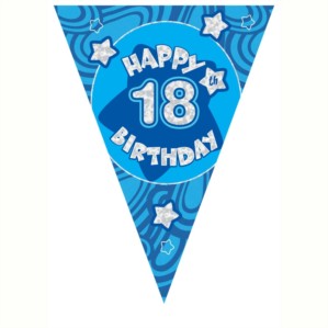 Blue Holographic 18th Birthday Flag Banner