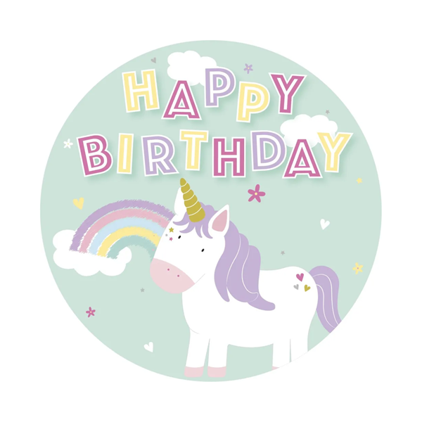 Happy Birthday Pastel Unicorn Big Badge