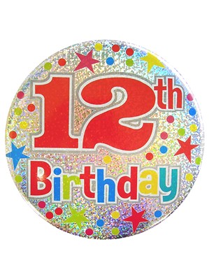 Age 12 Holographic Big Birthday Badge