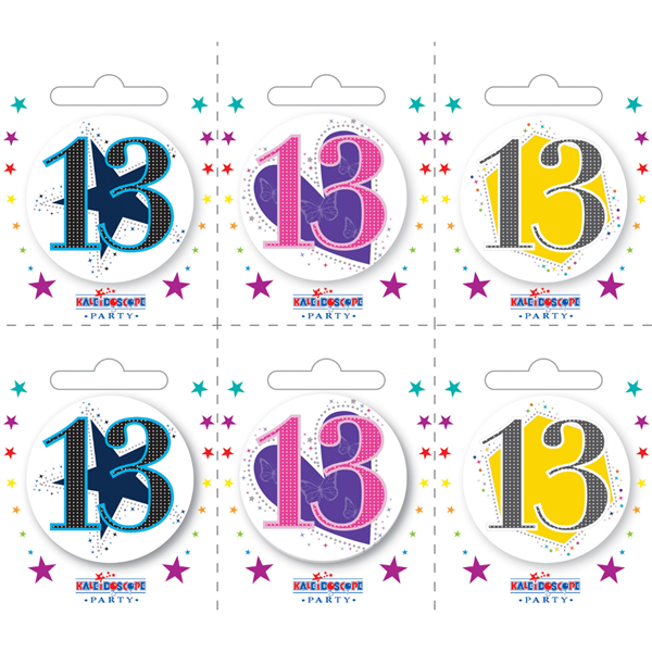Small 13th Birthday Badges 6pk