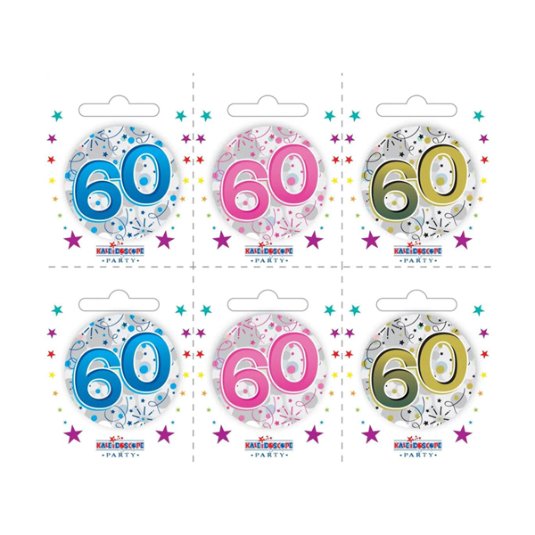 Small 60th Birthday Badges 6pk