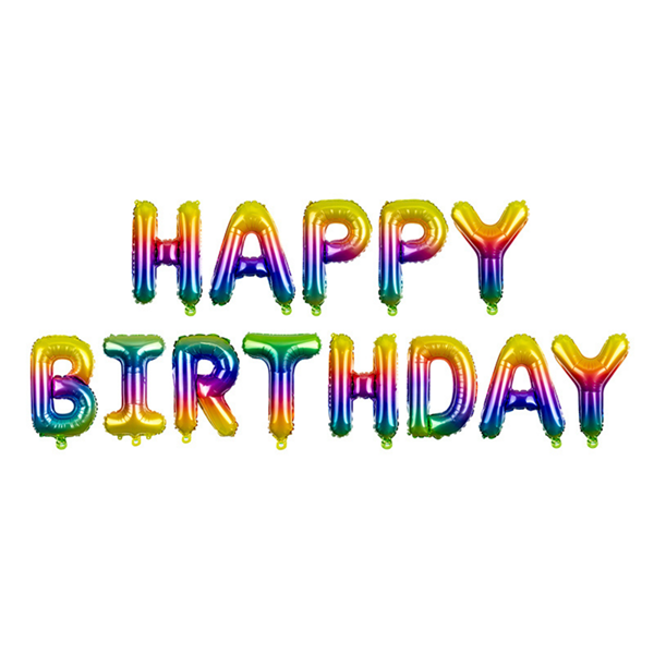 Happy Birthday Rainbow 14" Foil Letter Balloon Banner