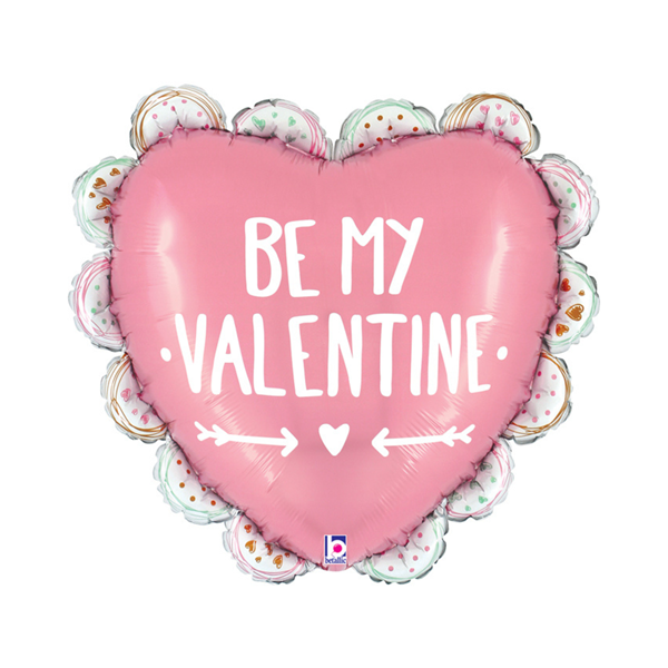 Valentine's 24" Ruffled Pink 'Be My Valentine' Heart Foil Balloon