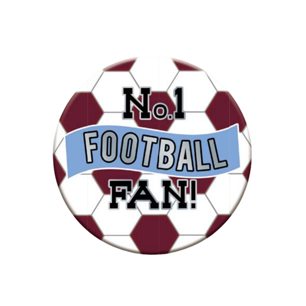 No.1 Football Fan 15cm Claret And Blue Badge