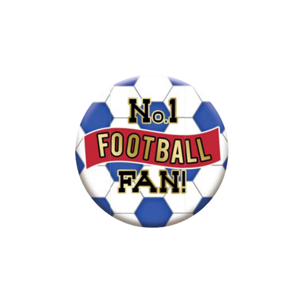 No.1 Football Fan 5.5cm Red, Blue & White Badges 6pk