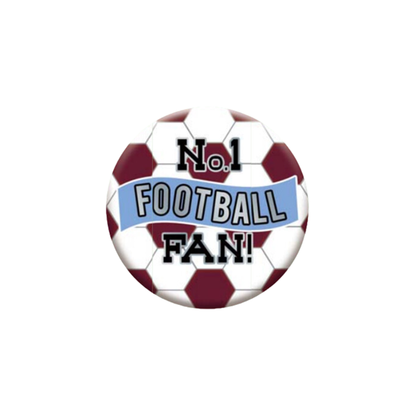No.1 Football Fan 5.5cm Claret & Blue Badges 6pk