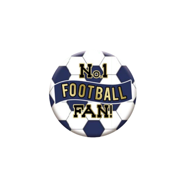 No.1 Football Fan 5.5cm Navy & White Badges 6pk