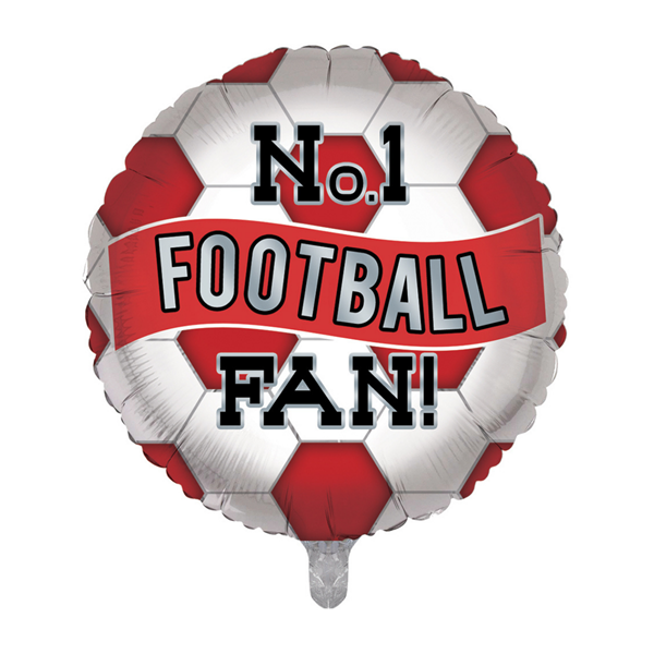 Football No.1 Fan Red & White 18" Foil Balloon