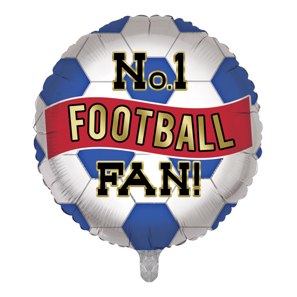 Football No.1 Fan Blue Red & White 18" Foil Balloon