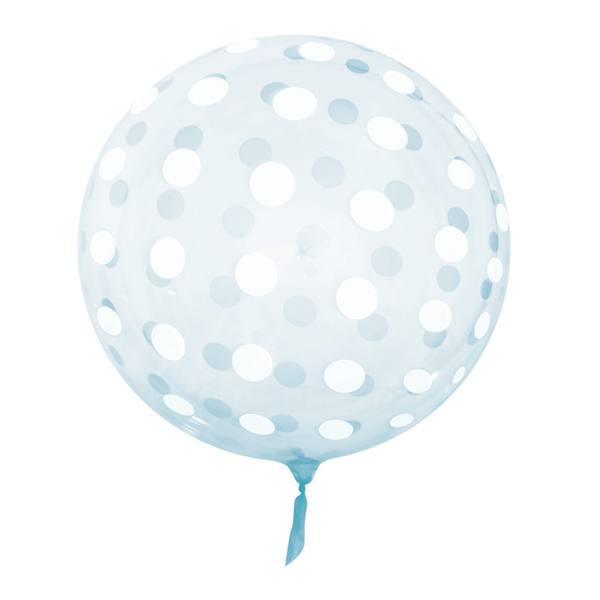 Blue Polka Dots 18" - 22" Clear Sphere Vortex Balloon