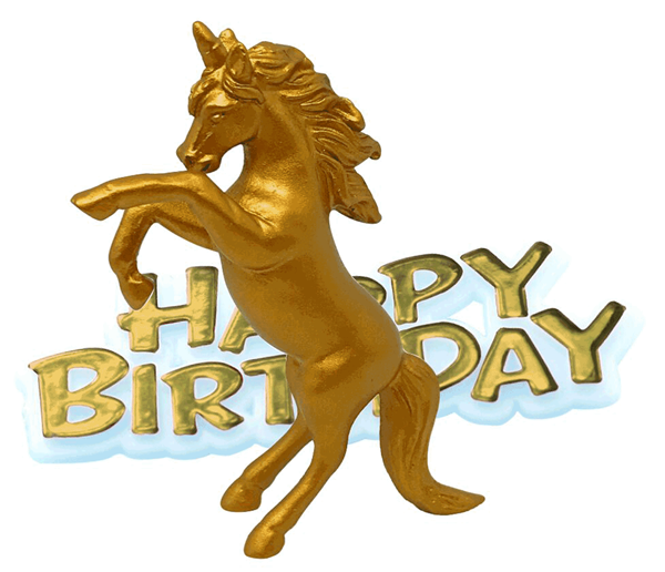 Gold Unicorn & Happy Birthday Resin Cake Toppers