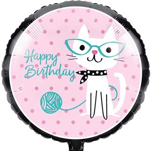 Purrfect Cat Party Happy Birthday 18" Foil Balloon