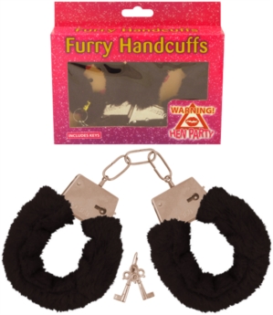 Hen Party Black Furry Handcuffs