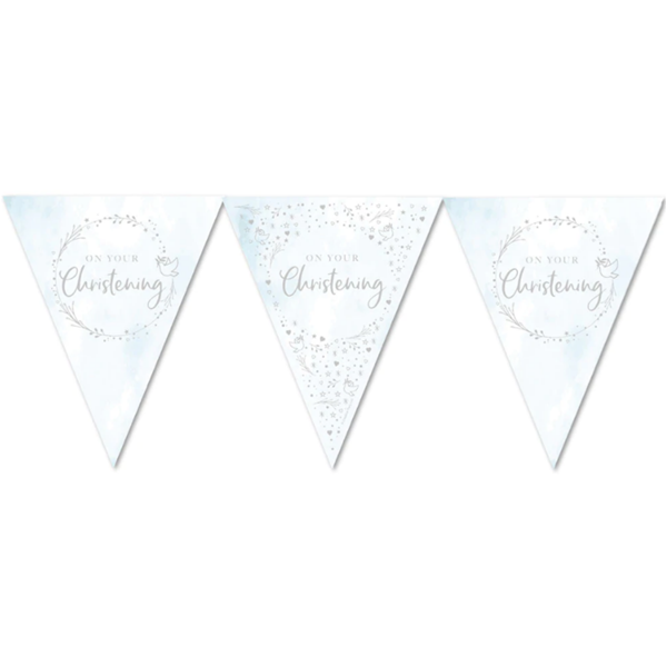 Blue On Your Christening Paper 12ft Flag Bunting
