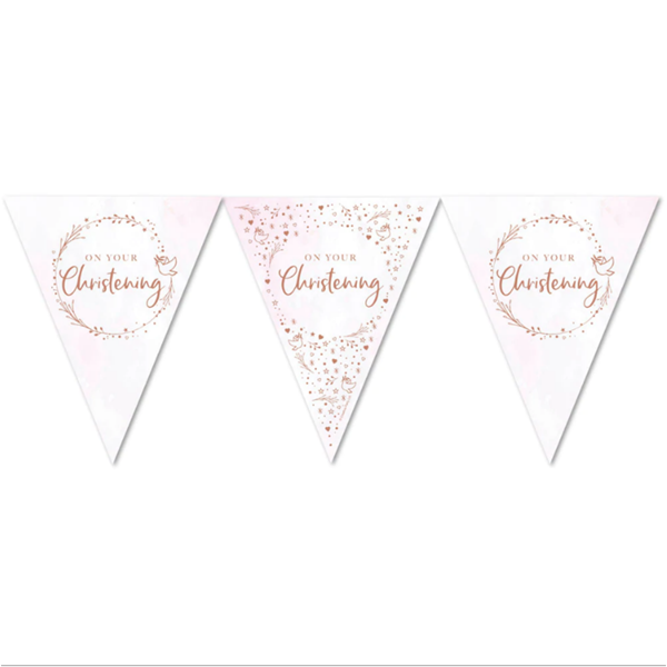 Pink On Your Christening Paper 12ft Flag Bunting