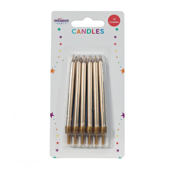 Gold Straight Party Candles 12pk