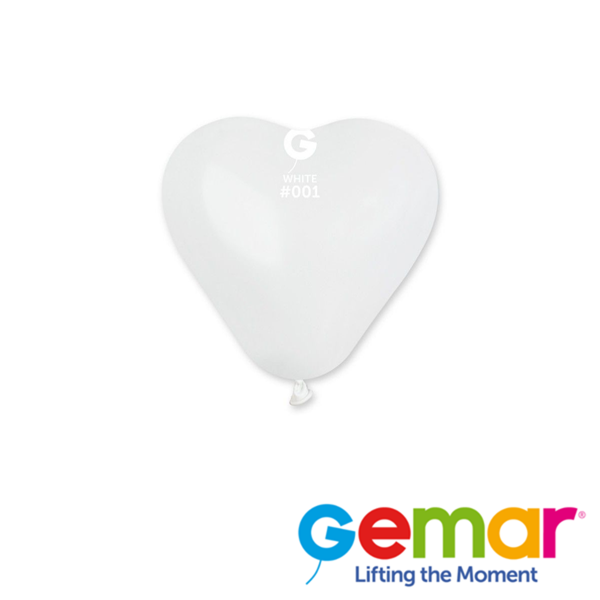 NEW Gemar White Heart 6" Latex Balloon 100pk