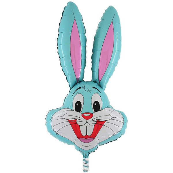 Baby Blue Bunny Rabbit Head 37" Foil Balloon Loose