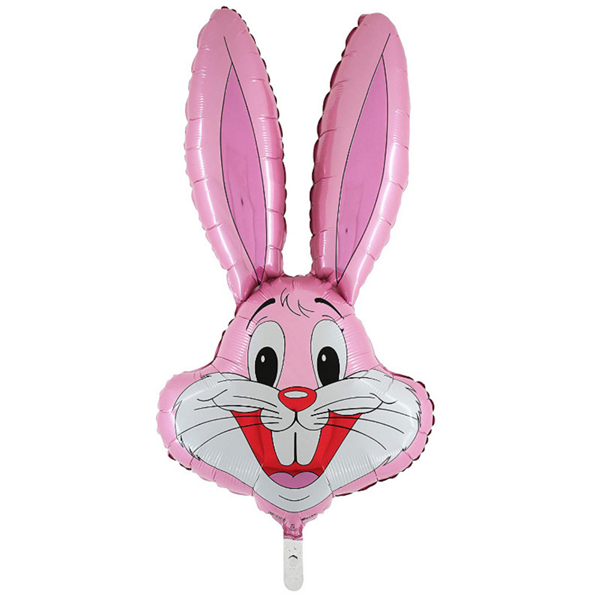 Baby Pink Bunny Rabbit Head 37" Foil Balloon Loose