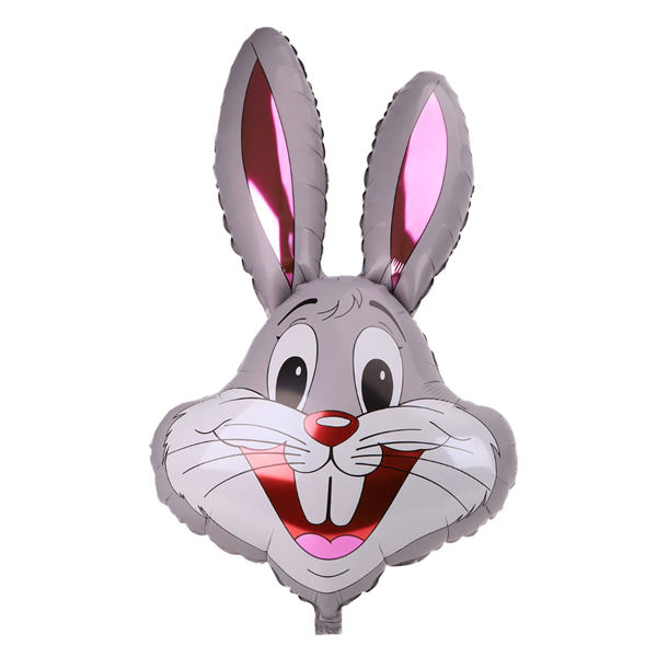 Grey Bunny Rabbit Head 37" Foil Balloon Loose