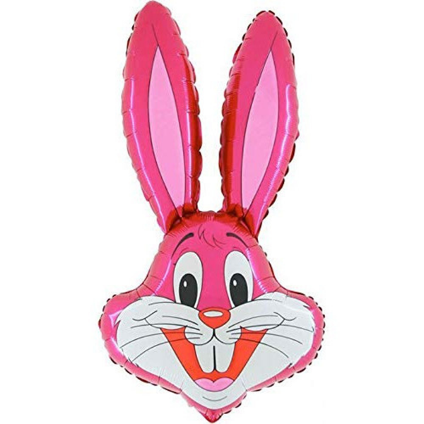 Hot Pink Bunny Rabbit Head 37" Foil Balloon Loose