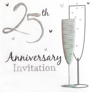 25th Anniversary Invitations with Envelopes - 6pk
