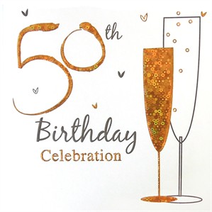 50th Birthday Gold Party Invitations with Envelopes 6pk