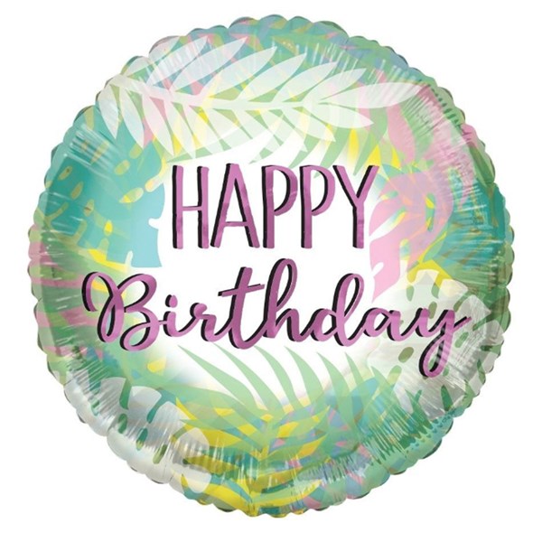 ECO ONE - Happy Birthday Pastel Leaves 18" Foil Balloon