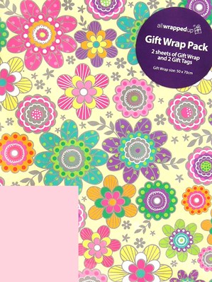 Floral Wrapping Paper Sheets & Tags 2pk