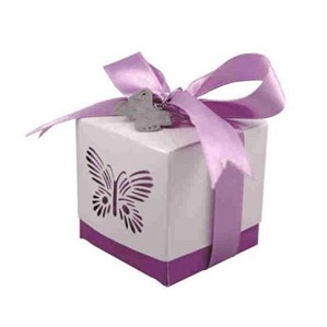 Purple Laser Cut Butterfly Favour Boxes 5pk