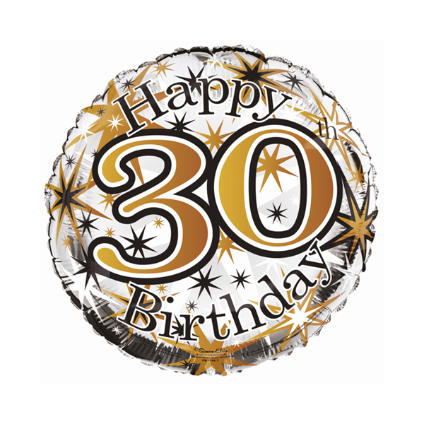 Age 30 Happy Birthday Star Burst 18" Foil Balloon