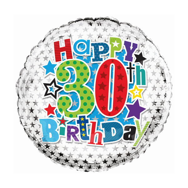Age 30 Happy Birthday 18" Foil Balloon