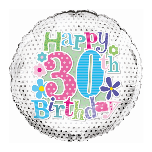 Age 30 Happy Birthday Pink Floral 18" Foil Balloon