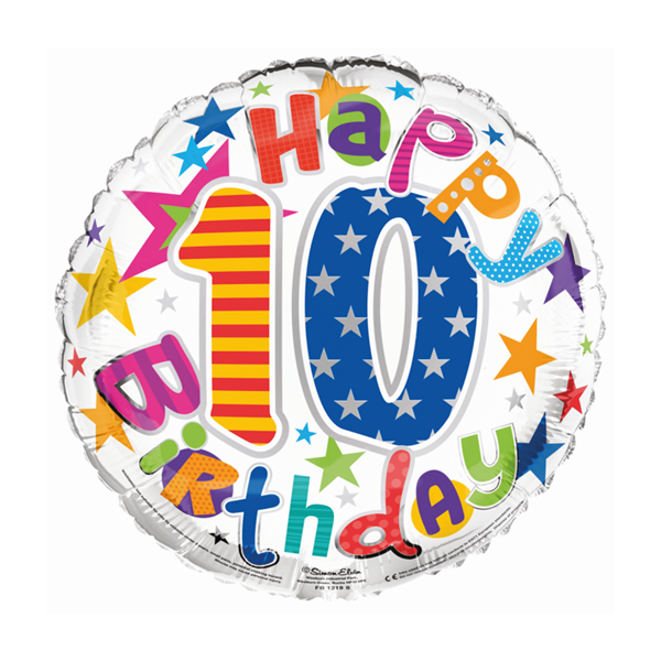 NEW Age 10 Happy Birthday 18" Foil Balloon