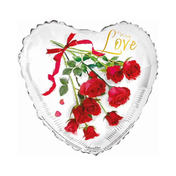 18" With Love Red Roses Foil Balloon