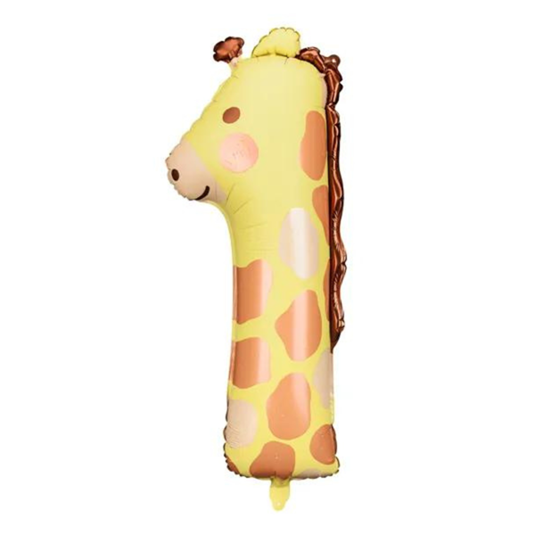 Number 1 Giraffe Shaped 32" Foil Balloon (Recommend Air Fill)