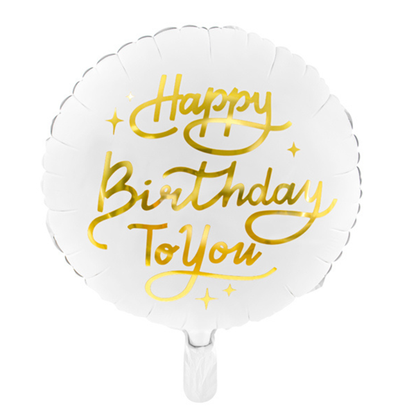 Happy Birthday To You Gold & White 14" Foil Balloon