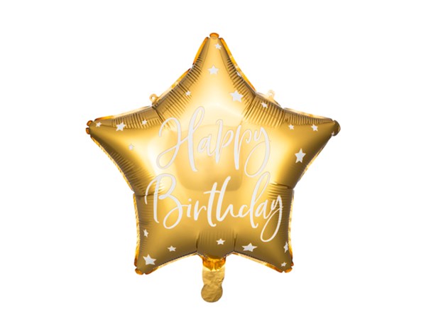 Gold Happy Birthday 18" Star Foil Balloon