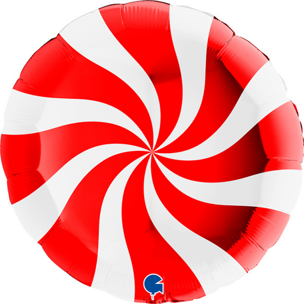 Christmas Red & White Candy Swirl 36" Foil Balloon
