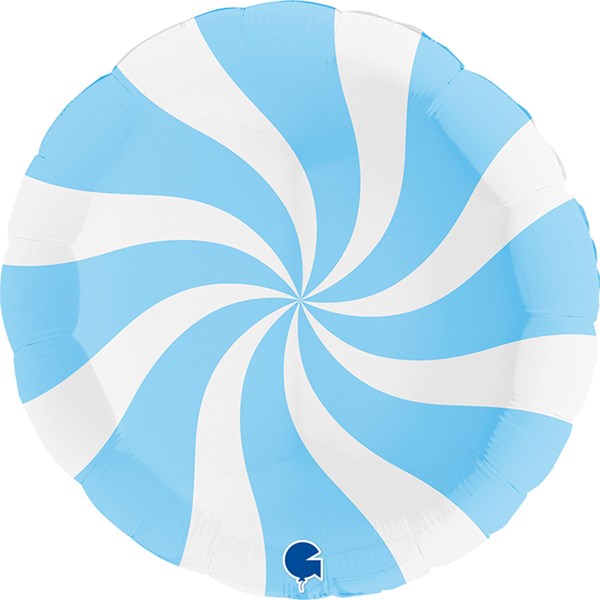 Swirly Blue & White Matte 36" Round Foil Balloon