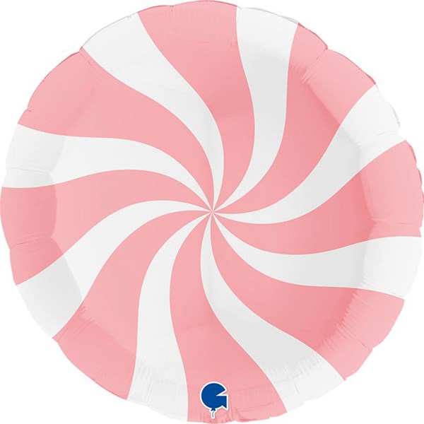 Swirly Pink & White Matte 36" Round Foil Balloon