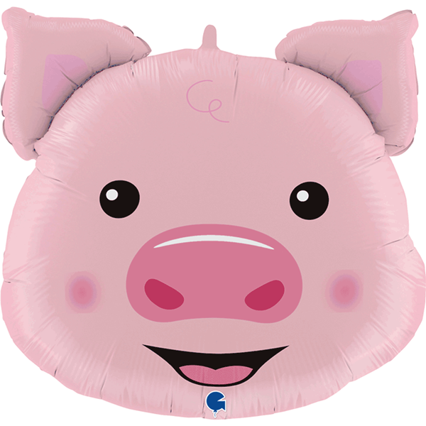 Smiling Pig Head 30" Foil Balloon