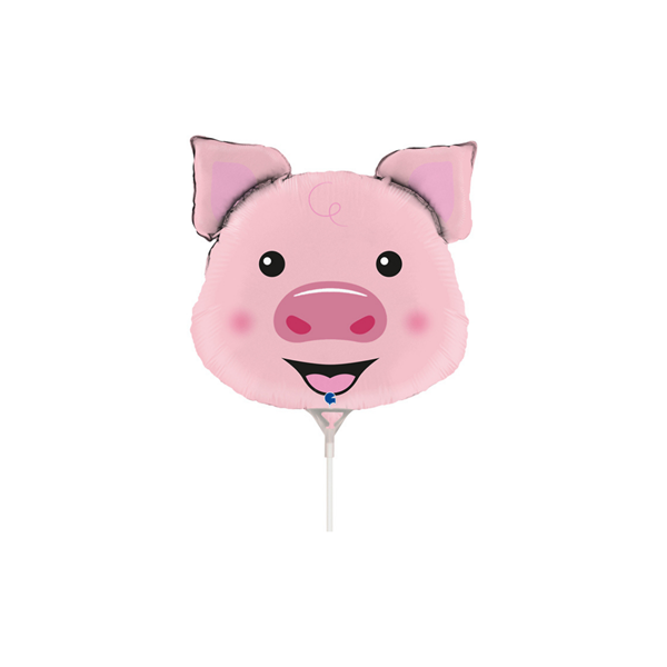 Pig Animal Head 14" Mini Shape Foil Balloon