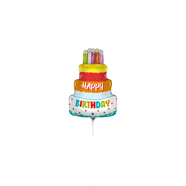 Happy Birthday Cake 14" Mini Foil Balloon