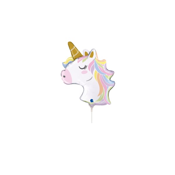 Mini Rainbow Unicorn Head 14" Air Fill Foil Balloon