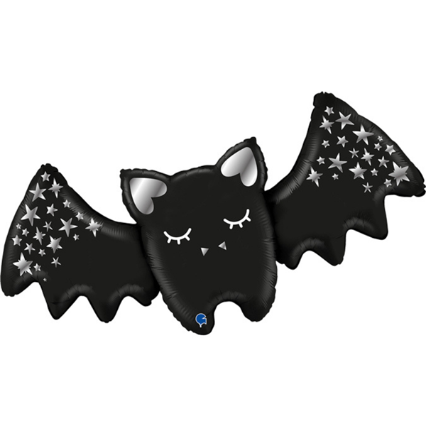 Halloween Black & Silver Sparkling Bat 43" Foil Balloon